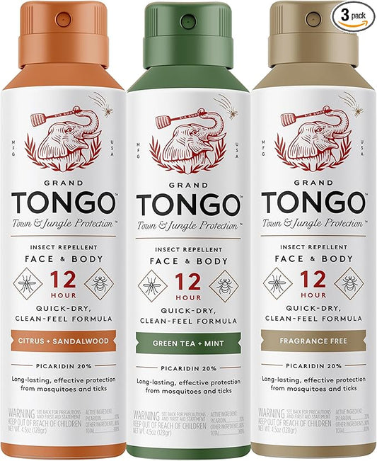 Insect Repellent Variety Pack, 12-Hour Mosquito & Tick Protection, Picaridin-Based, Water-Based, Lightweight, Quick-Drying, DEET Alternative, Face & Body Use, 3 Pack