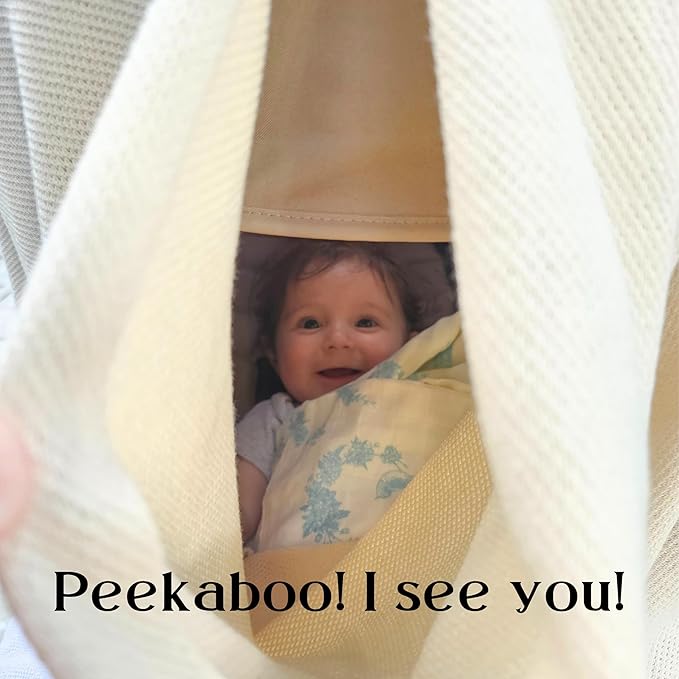 Peekaboo Knit Breathable Nursing Cover Up For Breastfeeding - Soft Organic Cotton & Cashmere Breast Feeding Covers For Women - Privacy Feature - Includes Mesh Laundry Bag (Beige)