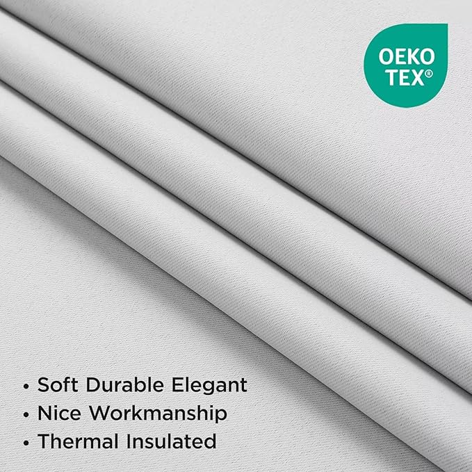 Joydeco 72 Inch 60% Blackout White Curtains 2 Panels,Elegant Soft Sheer Curtains for Bedroom,Thermal Insulated Black Out Drapes for Living Room,Rod Pocket Back Tab Drapes(W52 x L72 Inch,Greyish White)