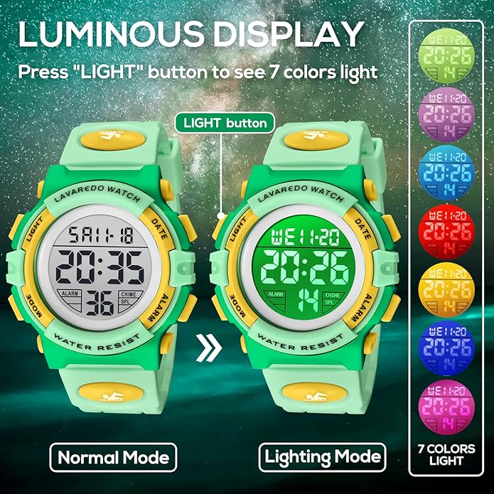 Kids Watch,Boys Watch for 3-15 Year Old Boys,Digital Sport Outdoor Multifunctional Chronograph LED 50 M Waterproof Alarm Calendar Analog Watch for Children with Silicone Band,Kids Gift