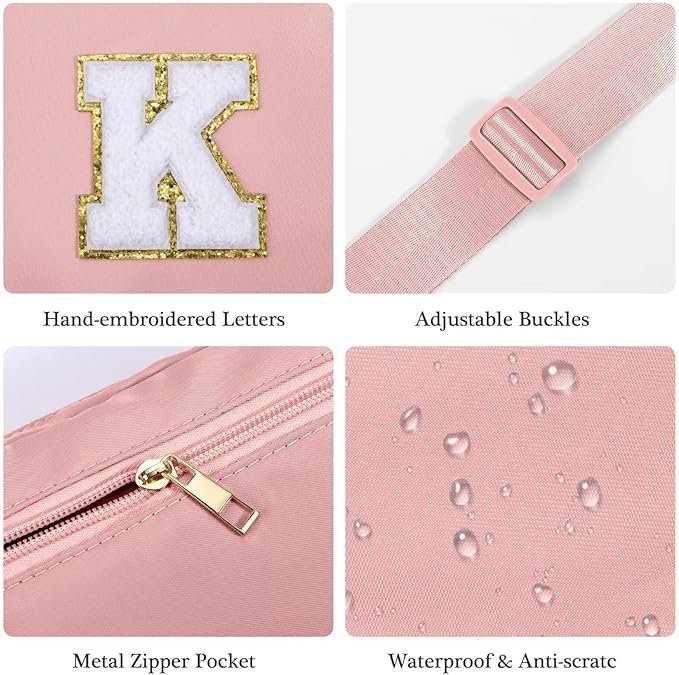 YOOLIFE Teacher Appreciation Gifts for Women - Gifts for Teacher, Teacher Retirement Gifts for Women Teacher Bag Teacher Gifts from Students, Initial Crossbody Bag Belt Bag, Pink T
