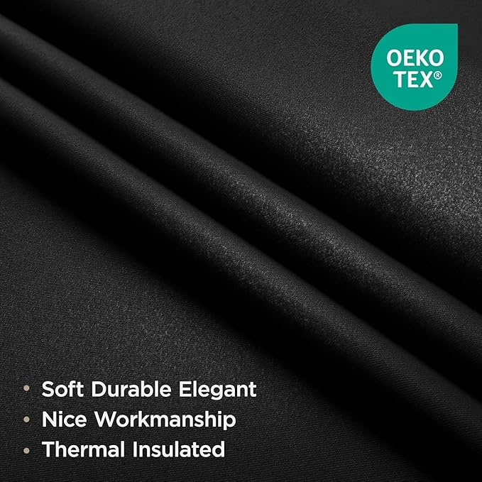 Joydeco Blackout Curtains for Bedroom, Black Out Curtains 108 Inch Long, Room Darkening Noise Reducing Wrinkle-Free Drapes, Black Curtains with Rod Pocket Back Tab 2 Panels (W52 x L108 Inch)