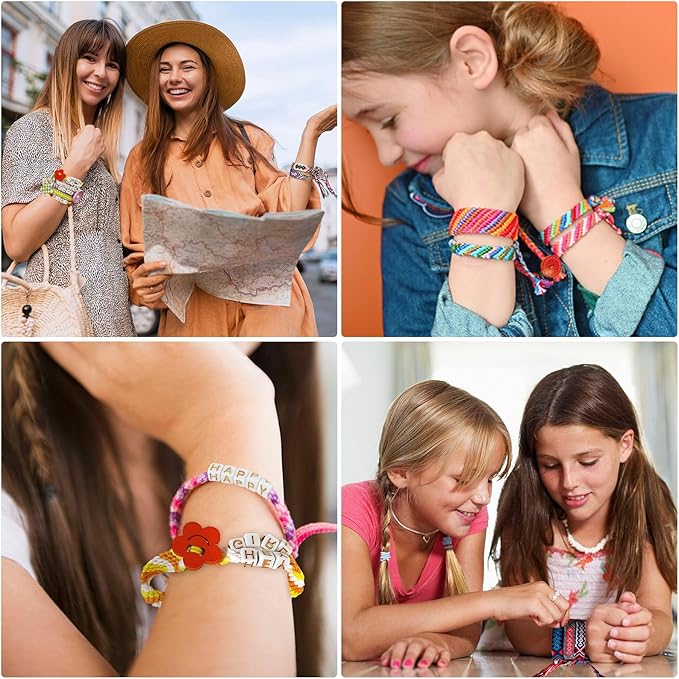 Arts and Crafts for Kids Ages 8-12,Friendship Bracelet Making Kit for Girl,Kids Jewelry Making Kit with 28 Pre-Cut Threads,Christmas Birthday Gifts for Ages 6 7 8 9 10 11 12 Year Old Green Rose