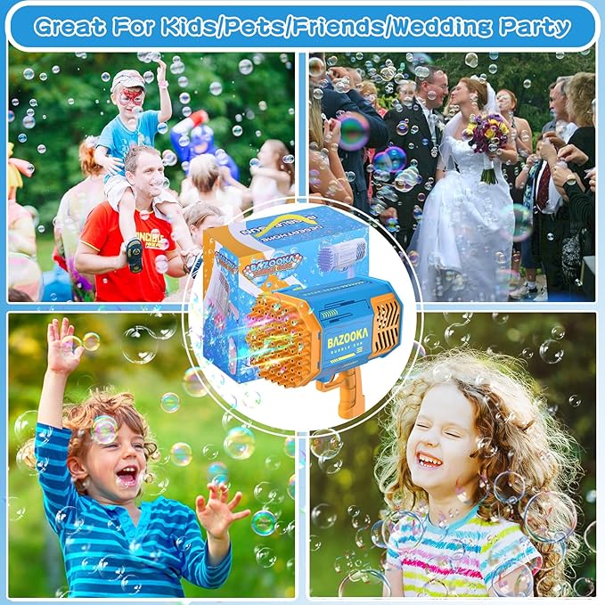 Bubble Machine Gun Kids Toys, Bubble Gun with Colorful Lights and Thousands Bubbles, Outdoor Toy Birthday Party Halloween Favors for Boys Girls Age 3 4 5 6 7 8 9 10 11 12 Years Old