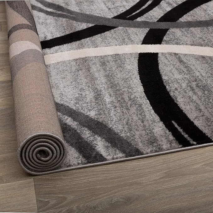 Rugshop Modern Wavy Circles Design 6' 6" (6' 6" Diameter) Gray