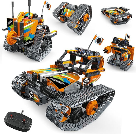 5 in 1 STEM Remote Control Building Kit, 392Pcs Blocks Erector Projects Set Toys for Kids Age 8-12, Build a Tank/Robot/AVT DIY Science Educate 6 7 9 10 11 Years Old for Boys & Girls Gift Ideas
