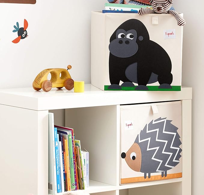 3 Sprouts Toy Storage Organizer: Toy Box Cube Organizer for Playroom, Nursery - Foldable Storage Bin - Gorilla
