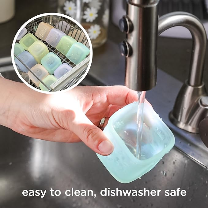 Olababy Clear Sense Silicone Storage Containers 4pk for Baby Food, Snacks, Formula, Puree, Sauce & More | Micro Plastic & BPA-Free | Daycare Essentials for Toddlers and Kids (Lilac, 4 oz / 120 ml)