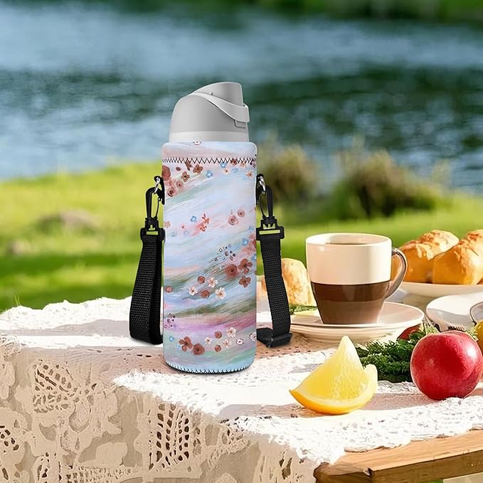 AUPET Water Bottle Sling Bag Carrier Crossbody Sleeve,Insulated Neoprene Bottle Case Holder Pouch Cover 500ML/17oz with Shoulder Strap for Walking Women Men