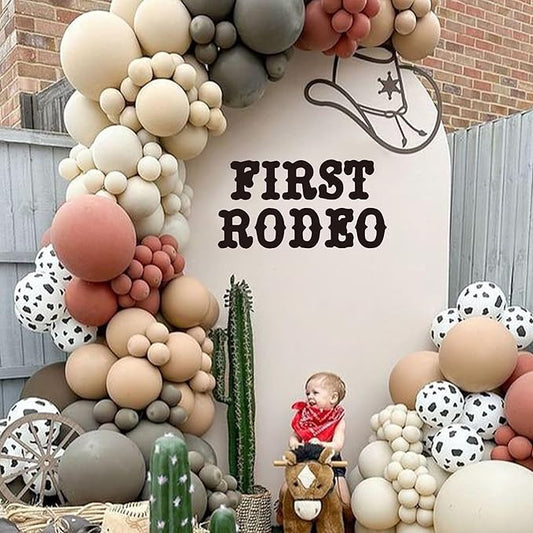 First Rodeo Wall Decal - Western Cowboy Theme First Birthday Party/Baby Shower Party Decorations Supplies Wall Stickers, Rodeo Sign Balloon Arch Backdrop and Party Backdrop Decorations Decals