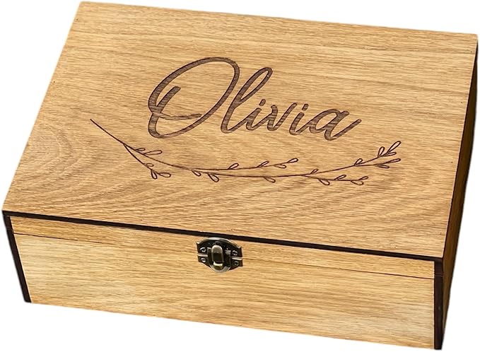 Personalized wooden name box for memories, keepsake Christmas gift, present for Him, Her, Boyfriend, Girlfriend, Baby Boy, Baby Girl, Brother, Sister, Guy, Groomsmen, Bride Friend for Birthday