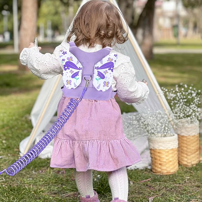 Accmor Toddler Harness Leash, 3 in 1 Cute Butterfly Kids Leash + Anti Lost Wrist Link for Outdoor Travel, Adorable Child Walking Harness Wristband Assistant Mini Strap Belt Protector for Baby Girls