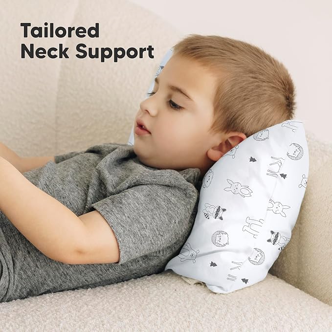 Toddler Pillow with Pillowcase - 10x18 My Little Dreamy Kids Travel Bed Pillows for Sleeping, Organic Cotton Small Pillowcase, Soft & Breathable, Machine Washable, Toddlers 2-5 Years Old (KeaFriends)