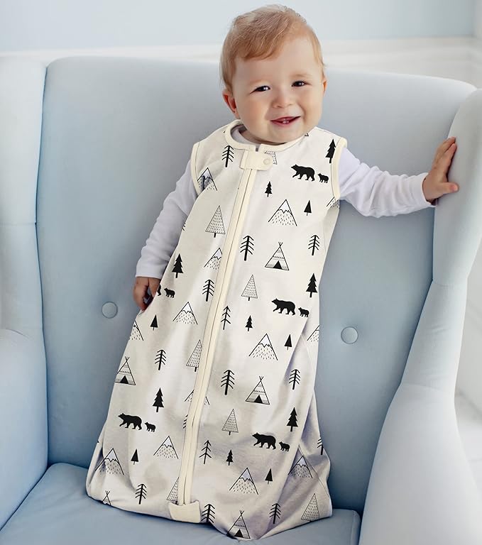 Mama Cheetah Baby Sleep Sack 0.5 TOG, Organic Cotton Baby Wearable Blanket with Two-Way Zipper, Swaddle Transition Baby Sleeping Bag for Newborn Infant Toddler Boy Girl, 18-24 Months