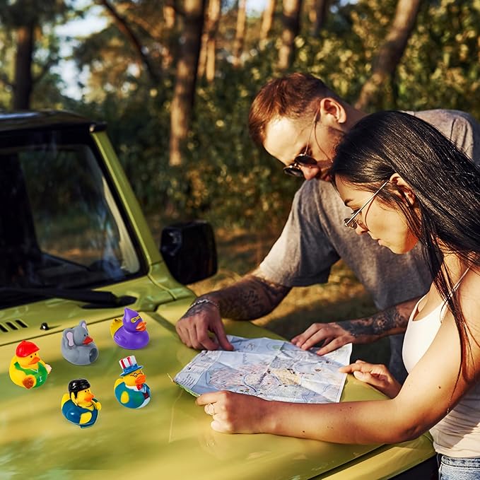 JOYIN 120 Pcs Rubber Ducks, Random Assortment Ducks Bulk with Mesh Carry Bag, Mini Rubber Duckies for Baby Bath Toys, Kids Toddler Summer Pool Toys Birthday Gifts Party Favors