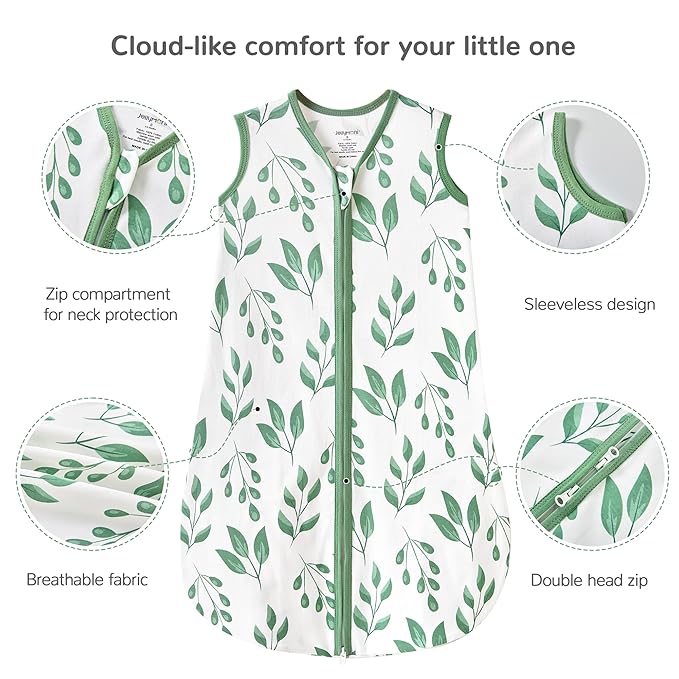 JELLYMONI Baby Sleep Sack 6-12 Months 100% Cotton Wearable Blanket, 0.5 TOG Soft Lightweight Toddler Sleeping Sack 3 Pack 2-Way Zipper Newborn Sleep Sacks