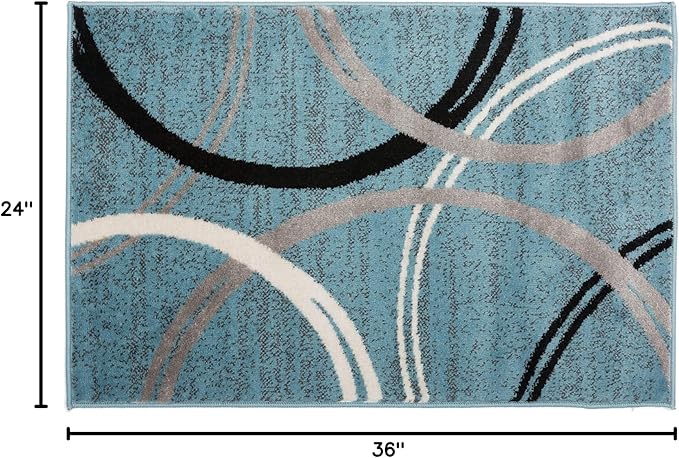 Rugshop Modern Wavy Circles Design Area Rug 2' x 3' Blue