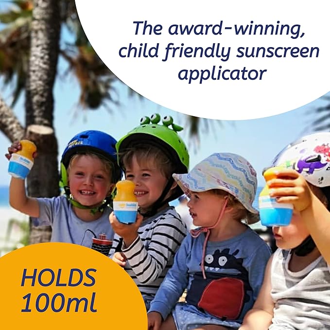 Solar Buddies Sunscreen Applicator - Single Red - Refillable Roll on Sponge Sunscreen, Suncream & Lotion Applicator For Kids, Adults & Families - Holds 3.4fl oz, Perfect Size for Travel