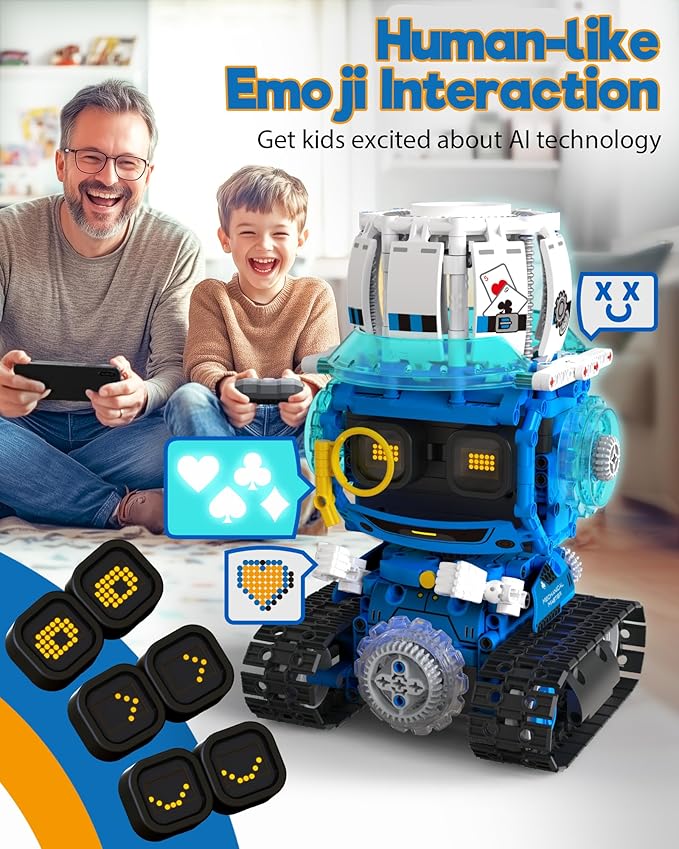 5 in 1 STEM Robot Building Toys for Boys Age 8-13, 494PCS Remote & App-Controlled Set Educational Coding Toy, Kids DIY Sound & Light Interactive Science Sets, Gift for Boys Girls 10-12