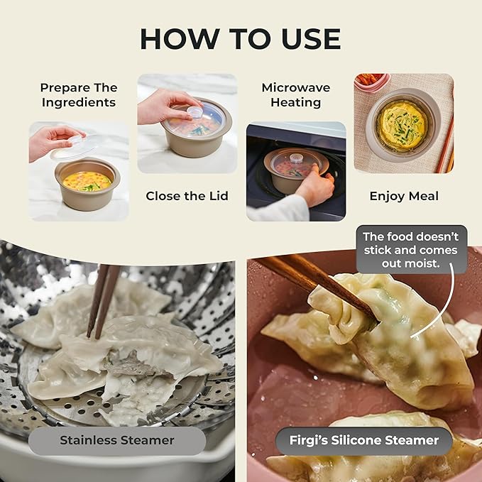 27oz Platinum Silicone Microwave Steamer Pot with Handle & Lid - Korea 100% Food-Grade Steamer Bowl, Heat-Resistant Cooker with Steam Holes, Easy Clean, Dishwasher Safe, Yellow