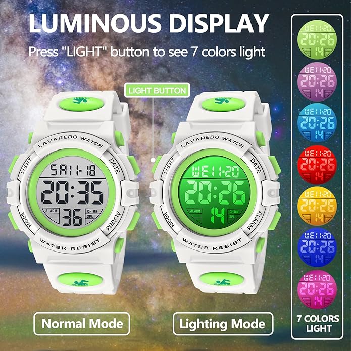 Kids Watch,Boys Watch for 3-15 Year Old Boys,Digital Sport Outdoor Multifunctional Chronograph LED 50 M Waterproof Alarm Calendar Analog Watch for Children with Silicone Band,Kids Gift