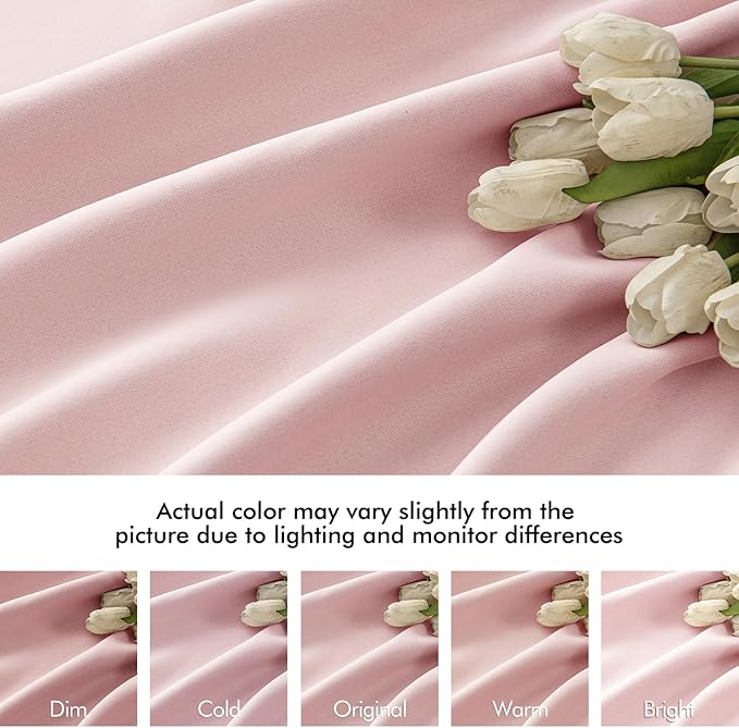 MIULEE Baby Pink Back Tab Blackout Curtains 84 Inch Length 2 Panels Set for Living Room Bedroom Privacy, Rod Pocket/Pinch Pleated Thermal Insulated Room Darkening Light Blocking Drapes, W66xL84
