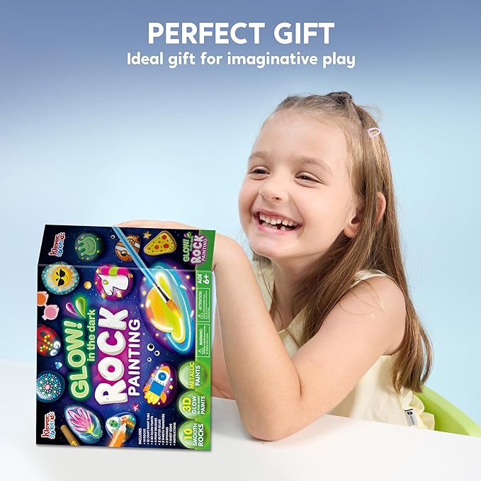 Rock Painting Kit- Glow in The Dark Rock Kit, Arts and Crafts for Kids Ages 6-12, Art Supplies Toy, Kids Craft Paint Kits, Arts & Crafts for Boys Girls Birthday Party Gift Toy