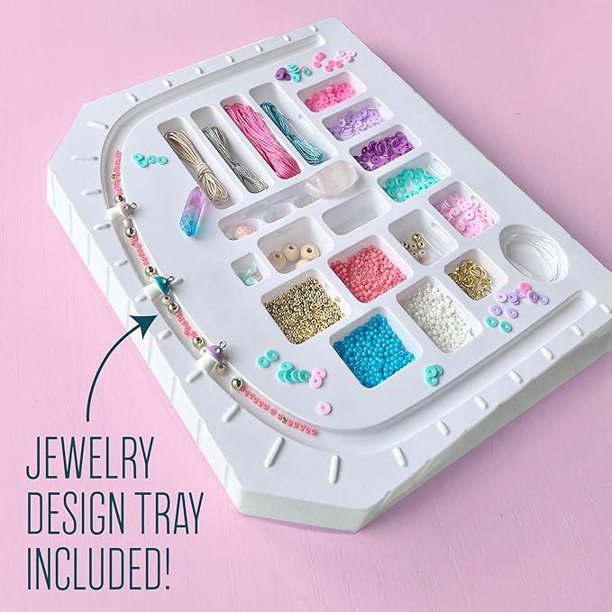 Bright Stripes Wish*Craft Mystical Jewelry Studio – Bracelet Making Kit with Heishi Beads, Real Crystals & Handcrafted Gemstones for Unique Jewelry Designs & Trendy Accessories