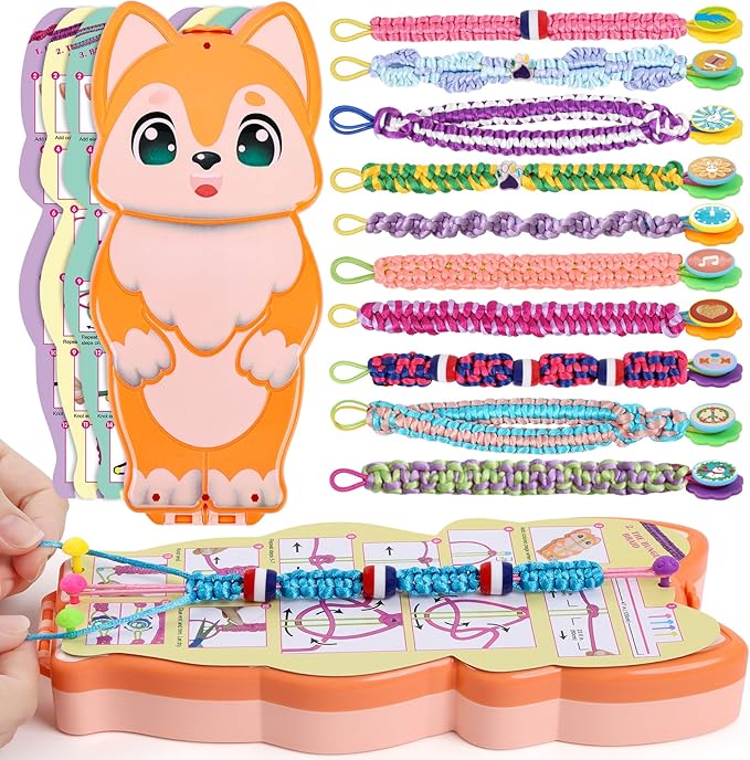 FUNiOi Bracelet Making Kit for Girls 8-10 12 Year Old - DIY Friendship Bracelets Crafts Toys for Kids Ages 6, 7+, Cool Birthday Gift Idea - Cute Squirrel Appearance Bracelet String Maker