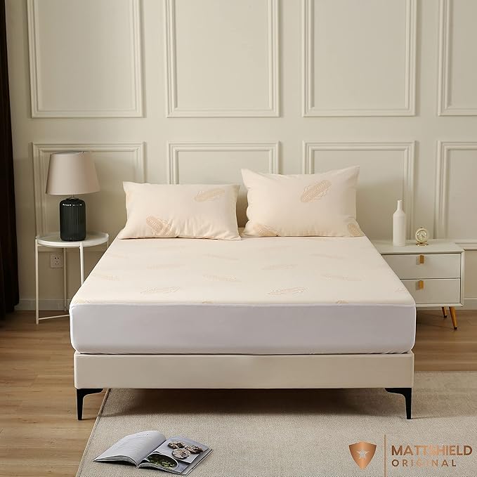 Waterproof Organic Mattress Protector Full - Organic Cotton Breathable Mattress Pad Cover - 250 GSM Comfort - Deep Pocket - Fitted Comfort