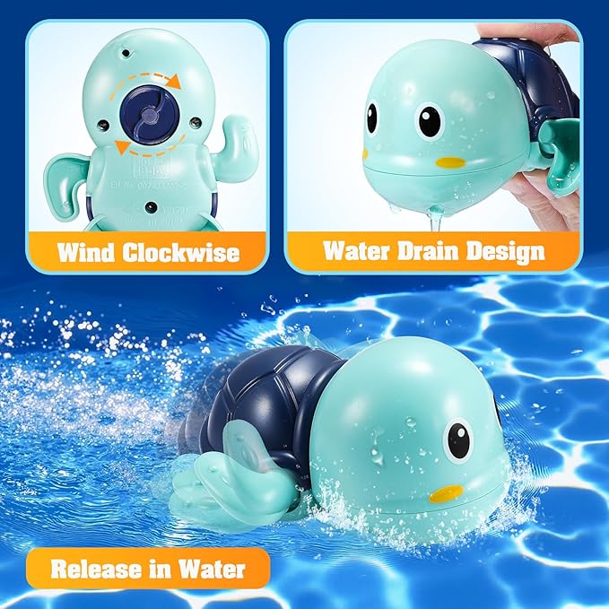 Baby Bath Toys,Light Up Crab Bubble Machine Blower with LED Lights,3 Cute Wind-Up Bath Toys for Kids Ages 1-3 4-8 Toddler Bathub Toy Great Birthday Gifts for Kids