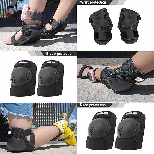 Youth/Kids Knee Pads Elbow Pads Wrist Guards Protective Gear Set for 3-15 Years Child Roller Skates, Skateboard, Cycling, Inline Skating, BMX Bike, Balance Bike, Scooter Riding and Other Outdoor Sports