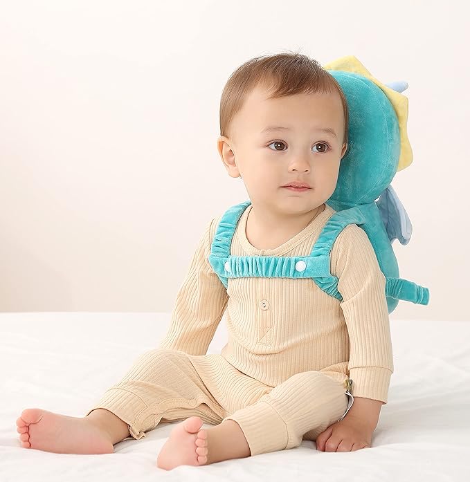 Feidoog Baby Head Protector Cushion Backpack with 3 Knee Pads for Walking & Crawling,Green