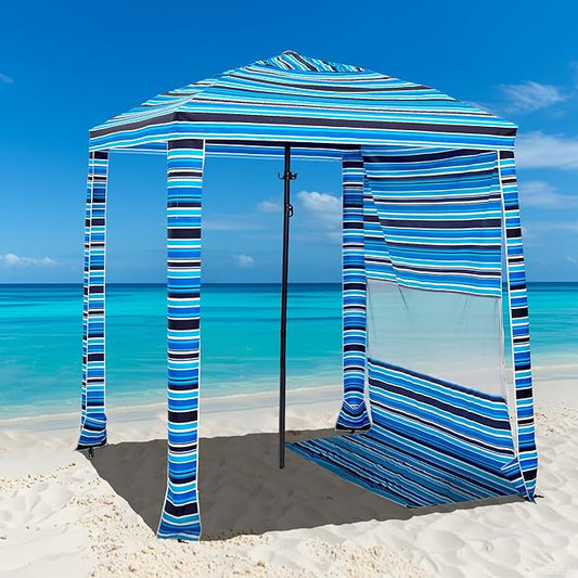 HOMEDEMO Beach Canopy UPF 50+, 6'×6', Easy Set up and Take Down Tent with Sand Pockets, Side Wall Shade Wind Waterproof for Kids, Family & Friends
