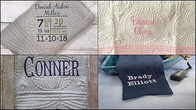 Personalized Baby Blanket Quilt | Monogrammed Blankets for Boys and Girls | Embroidered Baby Gifts | (Gator)