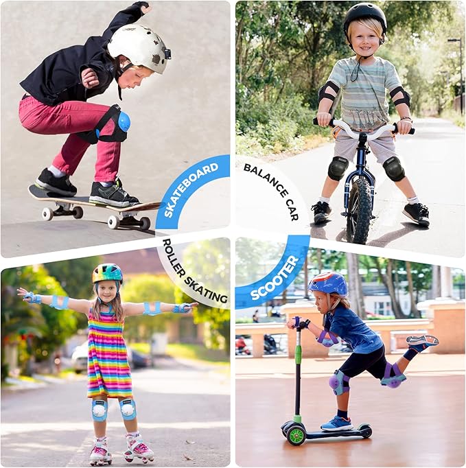 BOSONER Kids/Youth Knee Pad Elbow Pads for Roller Skates Cycling BMX Bike Skateboard Inline Rollerblading, Skating Skatings Scooter Riding Sports
