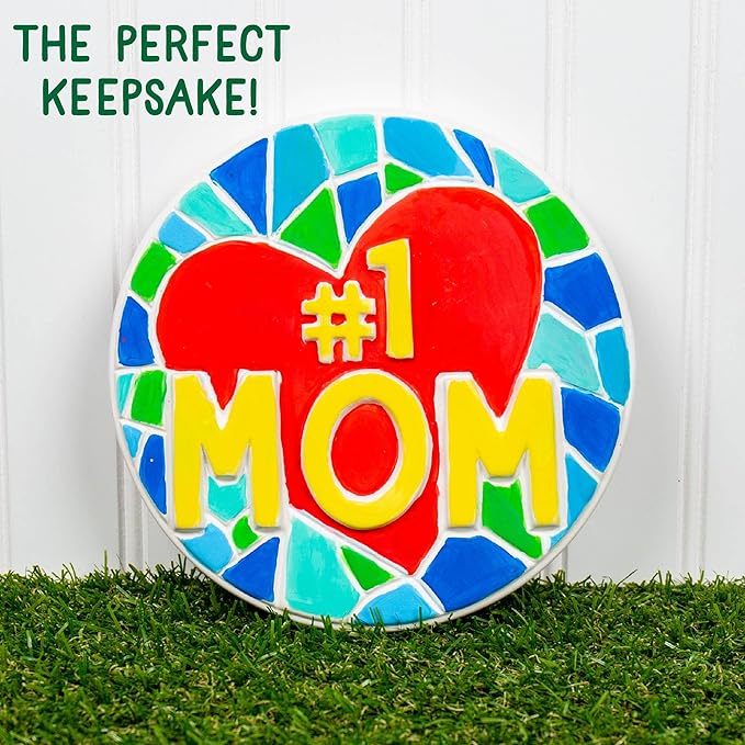 Creative Roots Paint Your Own #1 MOM Stepping Stone, Craft Kits for Kids, Ceramics to Paint, Ages 6+