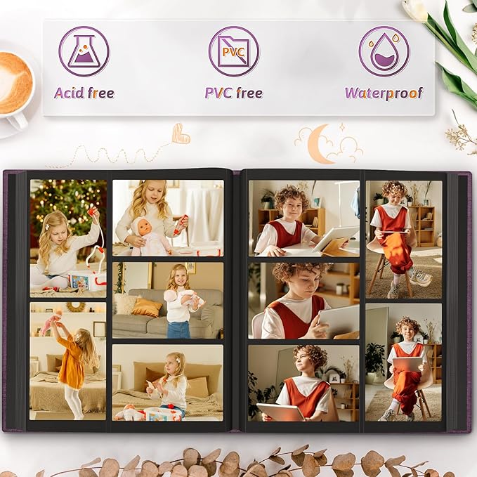 Popotop Photo Album 4x6 1000 Pockets for Wedding Gifts,Linen Hardcover Picture Albums for Family Anniversary Baby Vacation Pictures