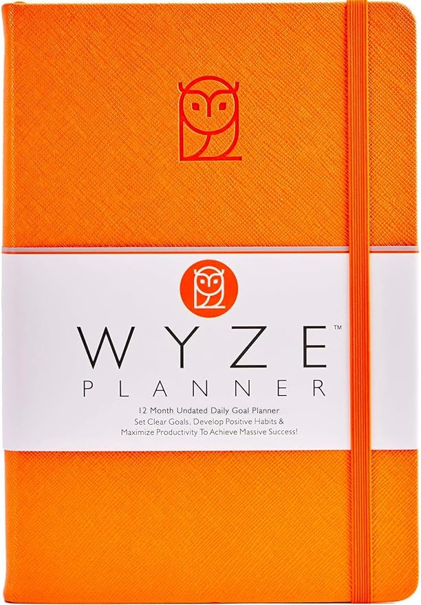 Undated Daily Planner – 1-Year B5 Productivity Organizer with Two-Page Weekly Spread, Goal Setting, Habit Tracker, Weekly & Monthly Pages – Hardcover Time Management Notebook (Orange)