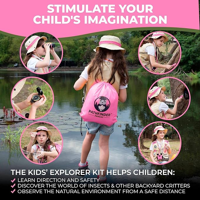 Kids Explorer Kit with Safari Vest & Hat for 3-12 Year Old Boys & Girls - Safari Costume Kids, Zoo Keeper, Paleontologist, Bug Kit & More - Giftable STEM Outdoor Explorer Kit for Kids + Bug Ebook