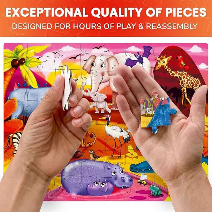 QUOKKA Puzzles for Kids Ages 4-6 – 4 x 48 Pieces Jigsaw Puzzles for Toddlers 2-4 – Children's Game Ages 3-5 for Learning Farm Animals – Educational Preschool Toy for Boys and Girls 4-8 Years Old