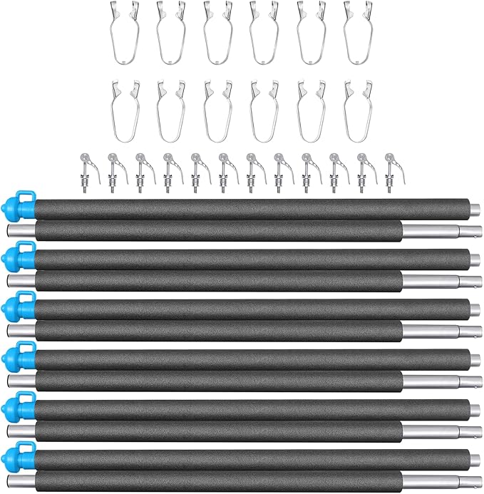 Universal Trampoline Replacement Enclosure Poles with Clamp and Hardware (only fit for The Trampoline with 6 Poles)