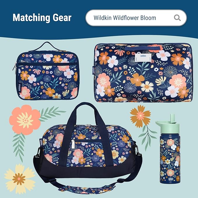Wildkin ECO rPET 17-inch Large Backpack – Sustainable, Padded, Adjustable – Wildflower Bloom