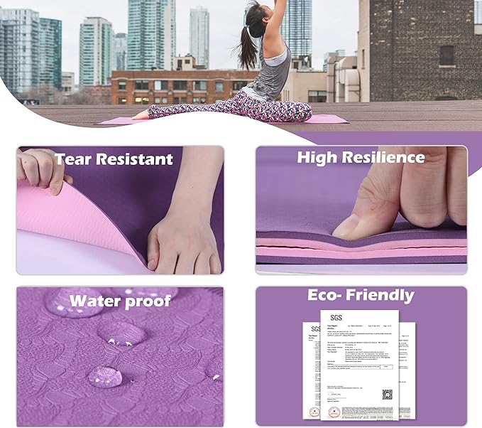 UMINEUX Yoga Mat Extra Thick 1/3'' & 2/5" Non Slip Yoga Mats for Women Eco Friendly TPE Fitness Exercise Mat with Carrying Sling & Storage Bag