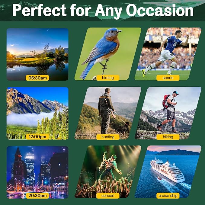 15x30 Compact Binoculars for Adults and Kids - Occer Large View High Powered Binoculars for Bird Watching - Lightweight Easy Focus Binocular with Low Light Vision for Outdoor Hunting Travel - Black