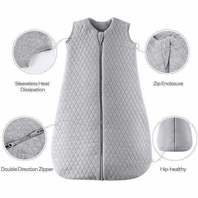 JELLYMONI Baby Sleep Sack TOG 2.5, 18-24 Months Winter Baby Wearable Blanket, 100% Cotton Infant Sleeping Sack 2-Way Zipper Warm Quilted Sleepsack