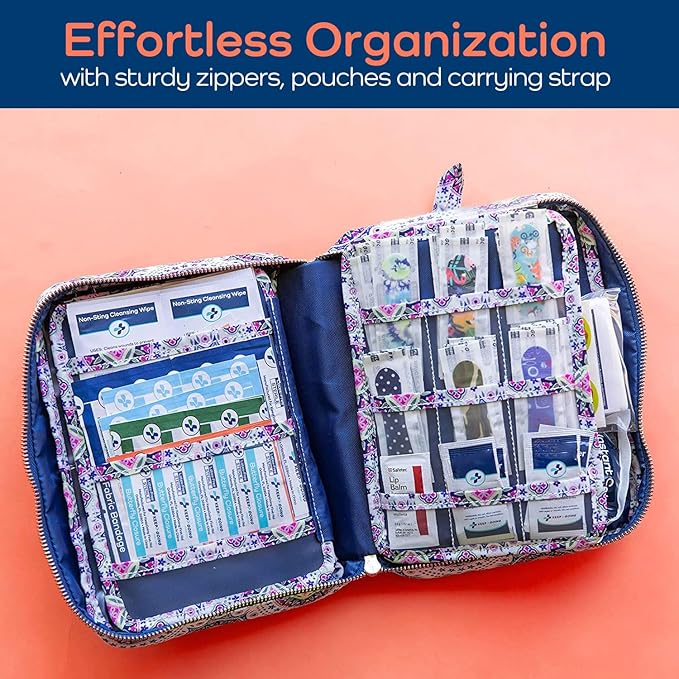 KeepGoing Large Home First Aid Kit for Kids – 270 Pc. for Car, Home, Dorm, & Boat with Latex-Free Bandages – 10 x 7 x 3.5 in. Travel First Aid Kit (Boho)