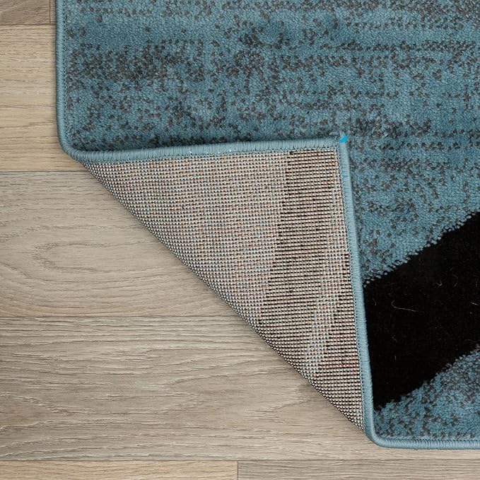 Rugshop Modern Wavy Circles Design Area Rug 2' x 3' Blue