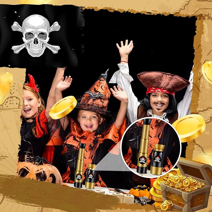 Deekin 100 Pcs Pirate Telescope for Kids Pirate Party Favors Accessories Telescope Toys Spyglass Mini Treasure Hunt for Boat Halloween Birthday Party Supplies
