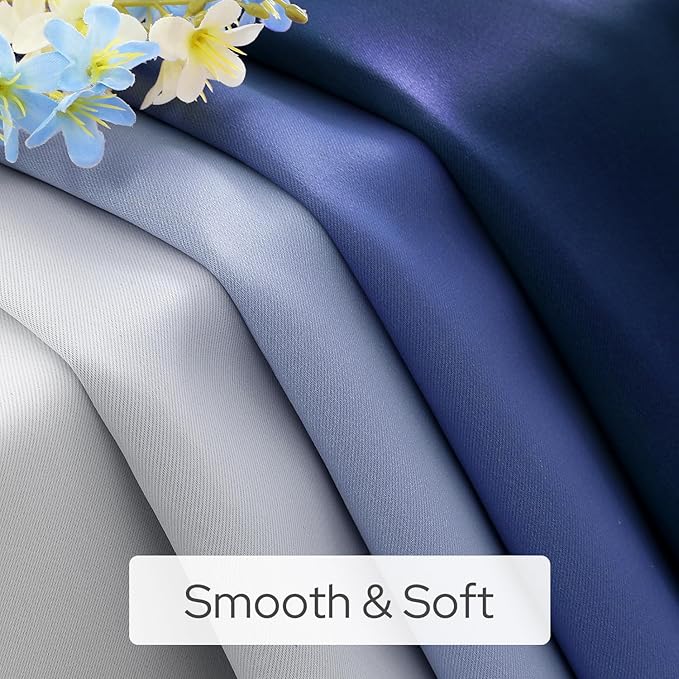 HOMEIDEAS Navy Blue Ombre Blackout Curtains, 52 X 96 Inch Length Gradient Color Room Darkening Curtains with Grommet Thermal Insulated Window Drapes for Living Room, Bedroom, 2 Panels